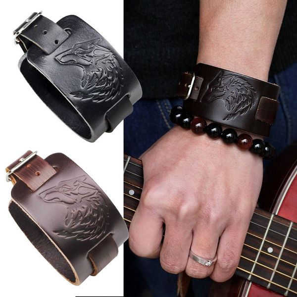 1pc men and women punk wristband bracelets eagle wolf head leather bracelets bohemian fashion charm jewelry party gifts, White
1pc men and women punk wristband bracelets eagle wolf head leather bracelets bohemian fashion charm jewelry party gifts, White