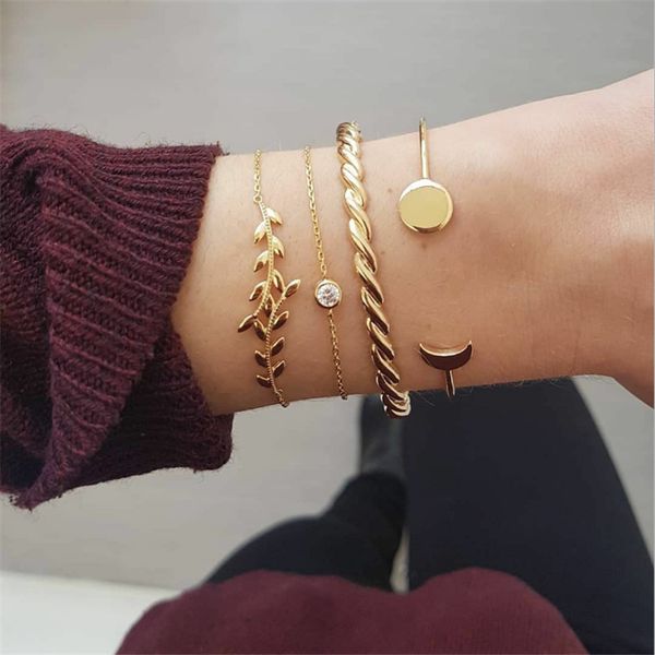 4pcs/set bangle fashion personality new popular leaf flower moon diamond women's bracelet bracelet combination four-piece, Black
4pcs/set bangle fashion personality new popular leaf flower moon diamond women's bracelet bracelet combination four-piece, Black