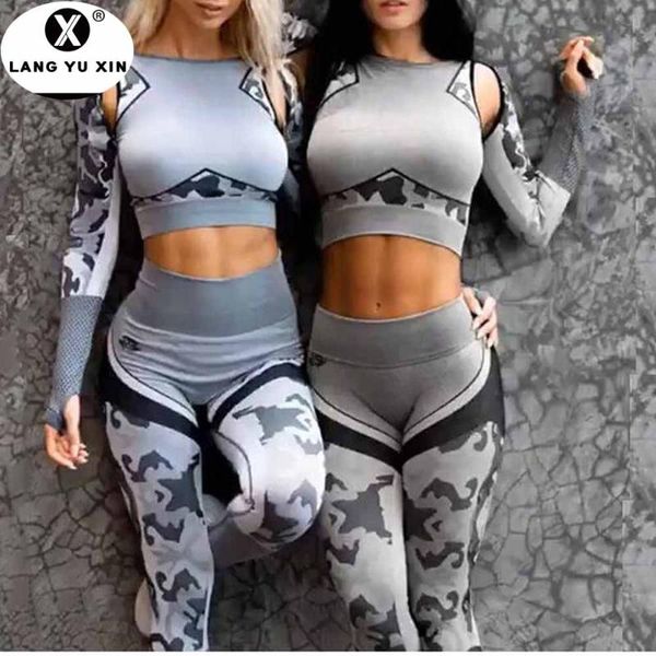 women's camouflage seamless yoga suit 2 piece set fitness open shoulder long sleeve sportswear high waist pants track suit, White;red
women's camouflage seamless yoga suit 2 piece set fitness open shoulder long sleeve sportswear high waist pants track suit, White;red