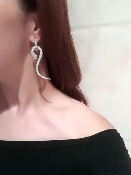 fashion-and americans exaggerated personality s serpentine earrings 925 pure silver needle super-shining micro-zircon studs 
fashion-and americans exaggerated personality s serpentine earrings 925 pure silver needle super-shining micro-zircon studs