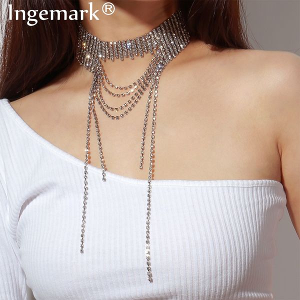 multilayer shiny long chain rhinestone necklace for women night club party neck decorations statement jewelry, Golden;silver
multilayer shiny long chain rhinestone necklace for women night club party neck decorations statement jewelry, Golden;silver