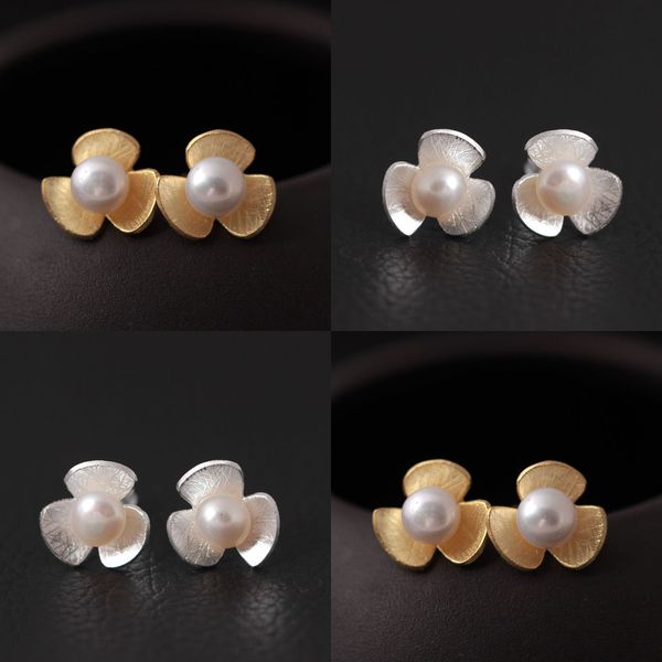 925 japan and south korea small fresh s tremella ring originality manual wire drawing three flap pearl flower ear nail woman fund student, Golden
925 japan and south korea small fresh s tremella ring originality manual wire drawing three flap pearl flower ear nail woman fund student, Golden