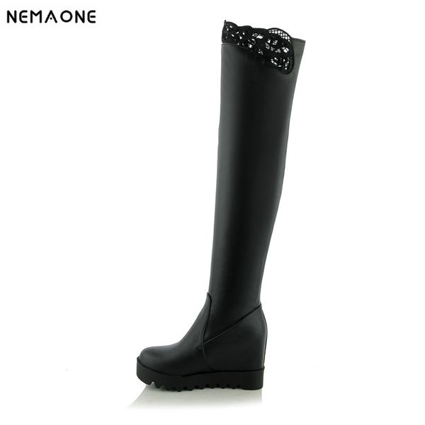 nemaone new over the knee women boots height increasing high heels platform round toe ladies boots lace winter shoes woman, Black
nemaone new over the knee women boots height increasing high heels platform round toe ladies boots lace winter shoes woman, Black