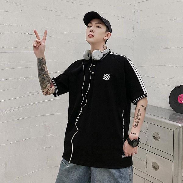 men's casual short-sleeved polo shirt male japanese black t-shirt lapel casual wave of korean summer new t-shirt, White;black
men's casual short-sleeved polo shirt male japanese black t-shirt lapel casual wave of korean summer new t-shirt, White;black