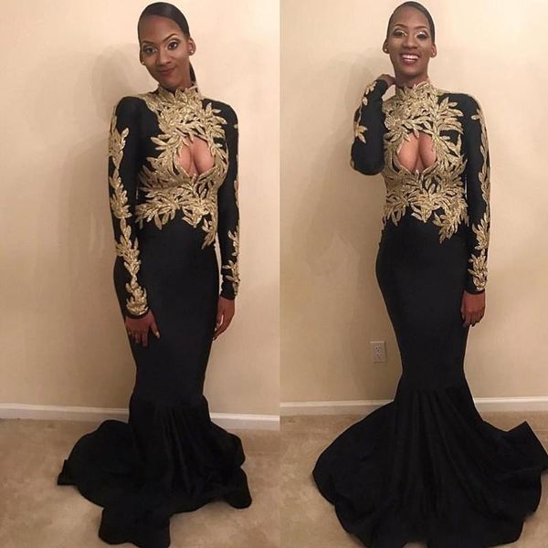 2019 new black mermaid prom dresses high neck gold appliques long sleeves sweep train keyhole evening dresses prom party gowns plus
2019 new black mermaid prom dresses high neck gold appliques long sleeves sweep train keyhole evening dresses prom party gowns plus