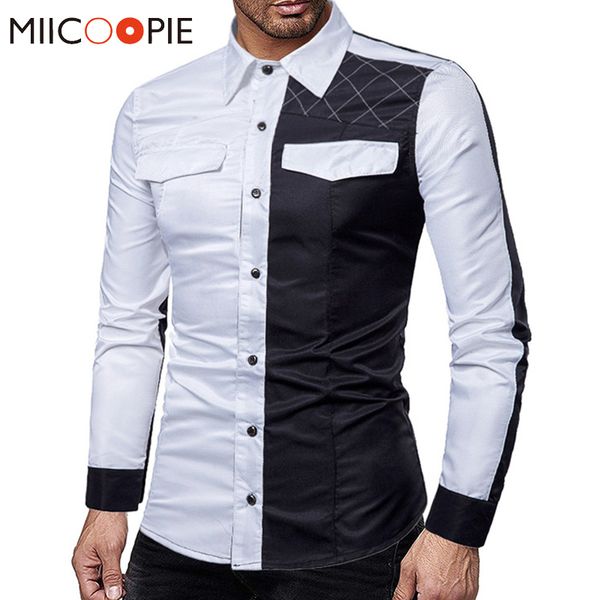 white black color stitching men shirt lapel button-up plaid camisa hombre manga larga streetwear hip hop slim fit mens clothing
white black color stitching men shirt lapel button-up plaid camisa hombre manga larga streetwear hip hop slim fit mens clothing