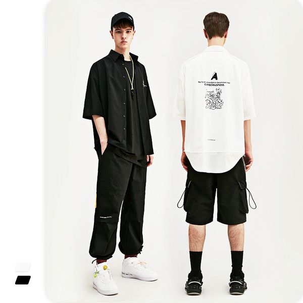 vimass 2020 new men's casual shirts solid color large size black white loose short-sleeved men's fashion casual short sleeved, White;black
vimass 2020 new men's casual shirts solid color large size black white loose short-sleeved men's fashion casual short sleeved, White;black