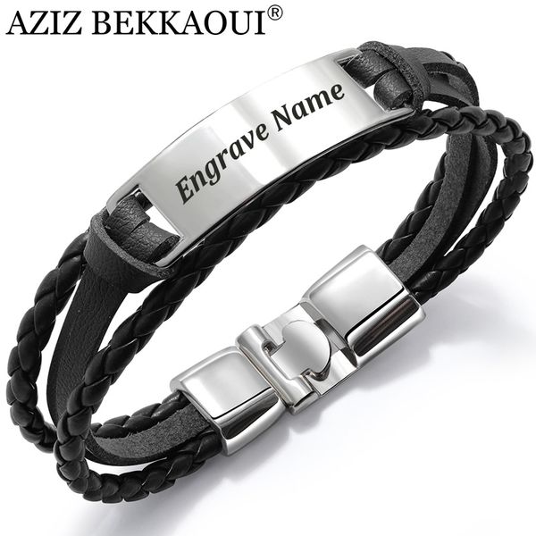 aziz bekkaoui 4 color fashion multiple layers engrave name bracelet for men diy vintage leather bracelets & bangle male jewelry, Golden;silver
aziz bekkaoui 4 color fashion multiple layers engrave name bracelet for men diy vintage leather bracelets & bangle male jewelry, Golden;silver