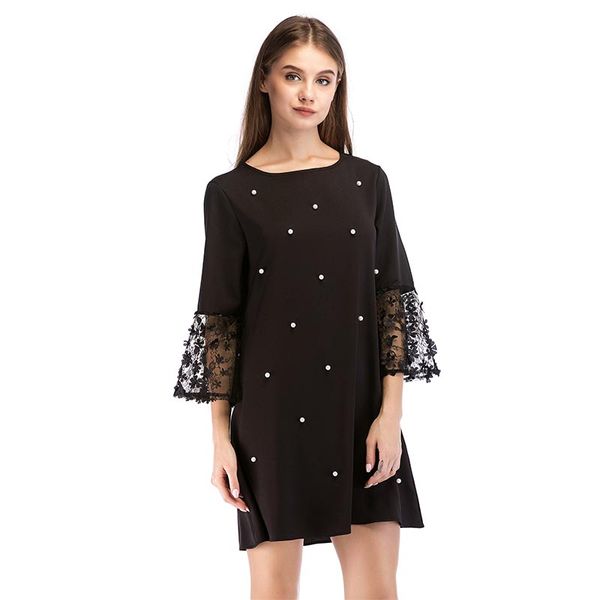 2020 women stitching lace beaded a-line dress spring autumn loose vintage pullover long sleeve dresses ladies casual black dress, Black;gray
2020 women stitching lace beaded a-line dress spring autumn loose vintage pullover long sleeve dresses ladies casual black dress, Black;gray