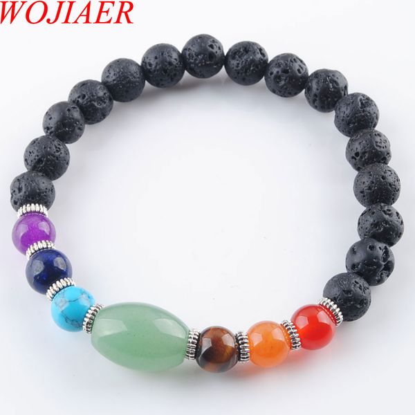 wojiaer 7 chakras reiki volcano gem stone beads strand bracelet jewelry yoga meditation for women bracelets dk3282, Black
wojiaer 7 chakras reiki volcano gem stone beads strand bracelet jewelry yoga meditation for women bracelets dk3282, Black