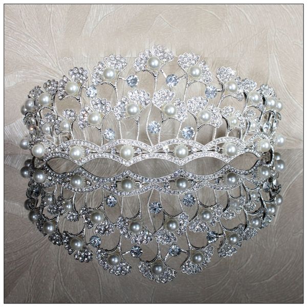 new arrival fashion wide bridal tiara stunning crystals pearls embellished wedding party headpieces accessories crowns, Silver
new arrival fashion wide bridal tiara stunning crystals pearls embellished wedding party headpieces accessories crowns, Silver