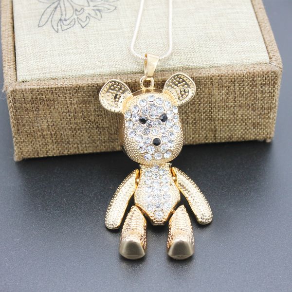 fashion lovely little bear pendant necklace for women kids with rhinestone zinc alloy sweater chain gold color jewelry, Silver
fashion lovely little bear pendant necklace for women kids with rhinestone zinc alloy sweater chain gold color jewelry, Silver