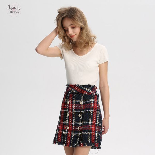 vintage plaid tweed мини-юбка fringe кисточка кнопка назад zipper faldas женского mujer casual chic a line юбки ba159, Black
vintage plaid tweed мини-юбка fringe кисточка кнопка назад zipper faldas женского mujer casual chic a line юбки ba159, Black