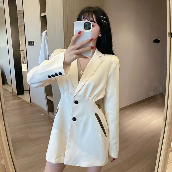 2020 autumn new skirt niche design hollow waist waist slimming net red suit jacket dress women, White;black
2020 autumn new skirt niche design hollow waist waist slimming net red suit jacket dress women, White;black