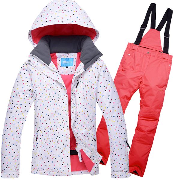 women dot style ski suit windproof waterproof outdoor sport wear camping riding skiing snowboard jacket+pant warm clothing suit 
women dot style ski suit windproof waterproof outdoor sport wear camping riding skiing snowboard jacket+pant warm clothing suit