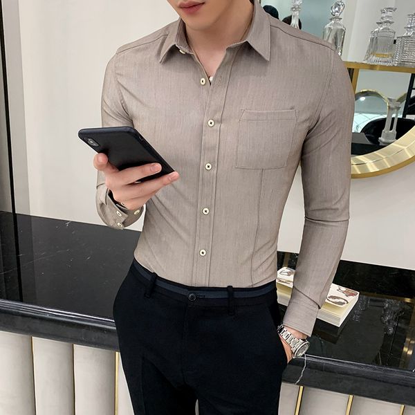 new autumn/winter 2019 slimming solid color business long-sleeved shirt loose casual lapel personality youth men's wear, White;black
new autumn/winter 2019 slimming solid color business long-sleeved shirt loose casual lapel personality youth men's wear, White;black