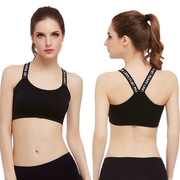 women sport bra fitness letters for women seamless push up yoga bra black white running gym crop back bras vest, White;black
women sport bra fitness letters for women seamless push up yoga bra black white running gym crop back bras vest, White;black