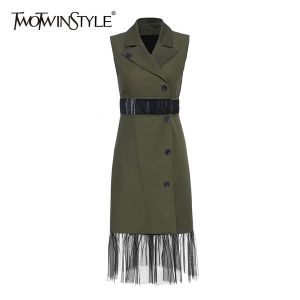 twotwinstyle elegant patchwork mesh women coats lapel collae sleeveless high waist hollow out windbreaker for female fashion new, Tan;black
twotwinstyle elegant patchwork mesh women coats lapel collae sleeveless high waist hollow out windbreaker for female fashion new, Tan;black