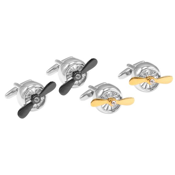 2 pairs unique business men's classical propeller shaped formal shirt cufflinks punk style gold black two tones for wedding, Silver
2 pairs unique business men's classical propeller shaped formal shirt cufflinks punk style gold black two tones for wedding, Silver