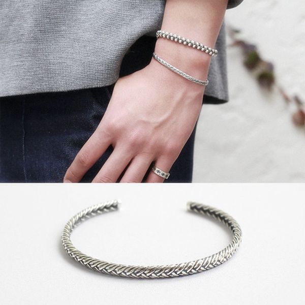 minimalist women braided silver color bangle couple vintage wristband jewelry, Black
minimalist women braided silver color bangle couple vintage wristband jewelry, Black