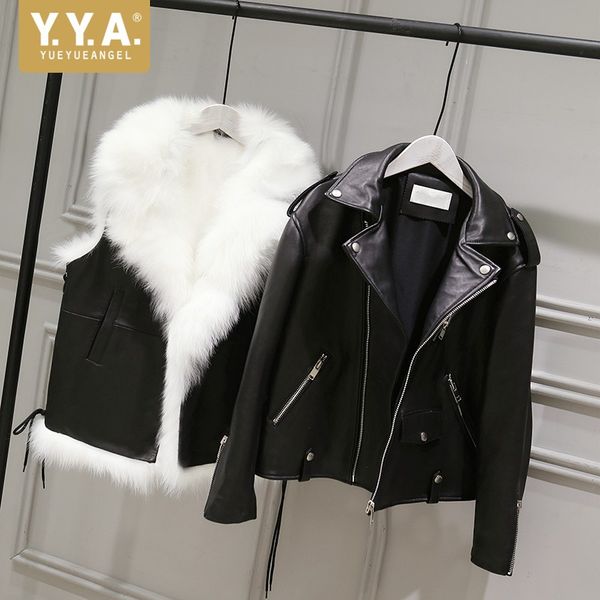 new designer winter two piece pu leather jacket fur lining vest warm motorcycle jacket fashion overcoat thick faux leather coat, Black
new designer winter two piece pu leather jacket fur lining vest warm motorcycle jacket fashion overcoat thick faux leather coat, Black