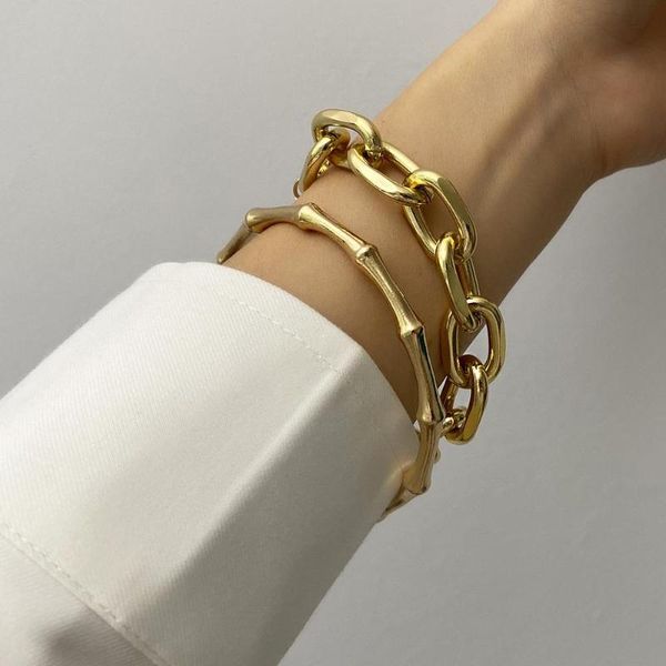 of-lilu 2/pcs set gold color metal chain link creative bamboo bracelet bangle 2020 new fashion punk bangle bracelet women party, White
of-lilu 2/pcs set gold color metal chain link creative bamboo bracelet bangle 2020 new fashion punk bangle bracelet women party, White