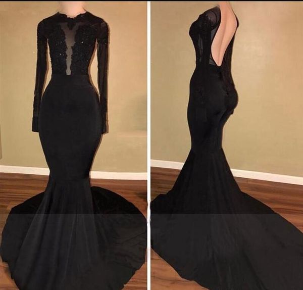 black mermaid prom dresses 2018 long sleeves open back appliques evening gowns court train arabic dresses women formal wear
black mermaid prom dresses 2018 long sleeves open back appliques evening gowns court train arabic dresses women formal wear