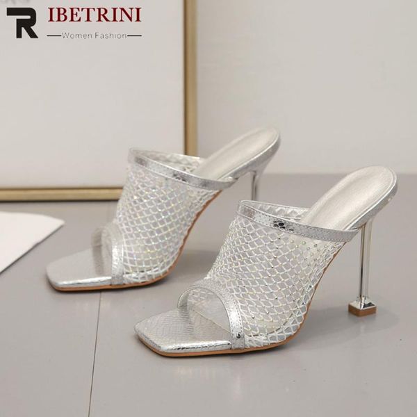 ribetrini fashion female summer shoes woman square toe thin heel metallic hollow out silver slippers women party slippers, Black
ribetrini fashion female summer shoes woman square toe thin heel metallic hollow out silver slippers women party slippers, Black