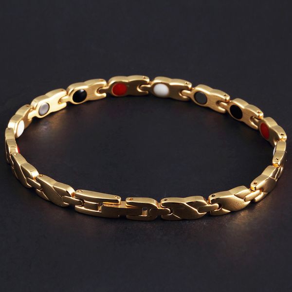 5mm wide yellow gold color stainless steel bracelets for women 4 in 1 power magnets germanium care bracelet hand chain jewelry, Golden;silver
5mm wide yellow gold color stainless steel bracelets for women 4 in 1 power magnets germanium care bracelet hand chain jewelry, Golden;silver