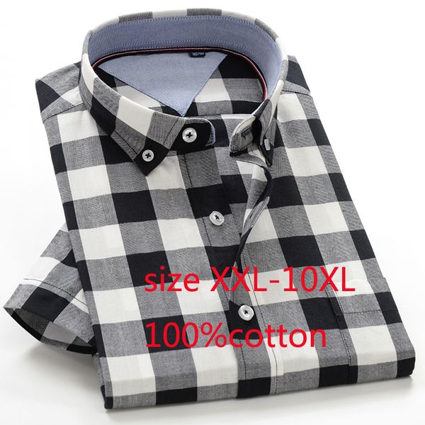 2019 new short sleeve summer super large 100% cotton men dress shirts casual plaid thin fashion plus size xxl-10xl, White;black
2019 new short sleeve summer super large 100% cotton men dress shirts casual plaid thin fashion plus size xxl-10xl, White;black