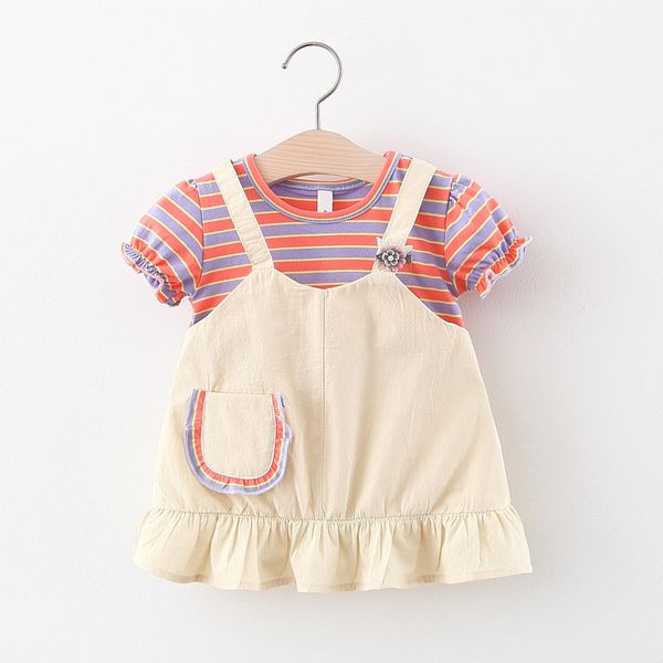 kids designer clothes girls2020 new style girls summer short-sleeved dress striped fake two-piece suspender dress, Red;yellow
kids designer clothes girls2020 new style girls summer short-sleeved dress striped fake two-piece suspender dress, Red;yellow