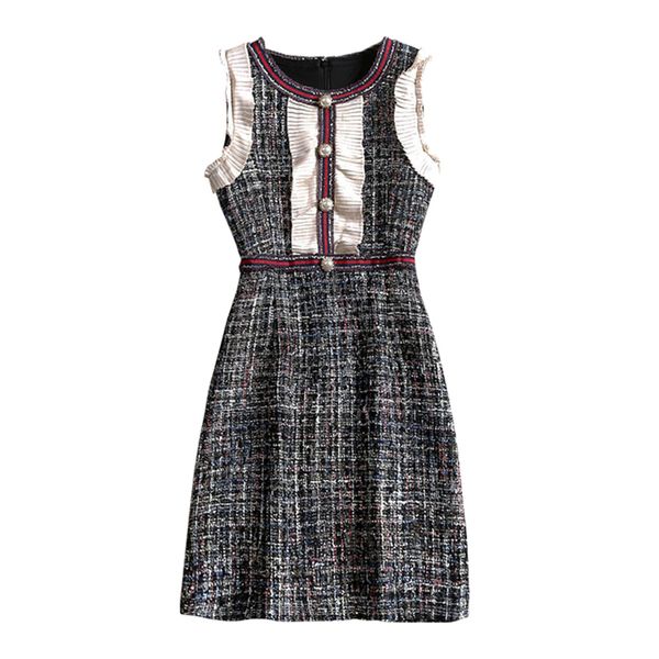 perhaps u tweed dress elegant a-line button dresses black plaid sleeveless summer dress o neck mini small fragrance d1273, Black;gray
perhaps u tweed dress elegant a-line button dresses black plaid sleeveless summer dress o neck mini small fragrance d1273, Black;gray
