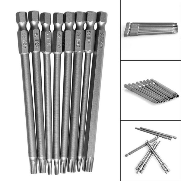 8pcs 100mm t8-t40 magnetic torx screwdriver bits 1/4" inch hex shank screwdriver
8pcs 100mm t8-t40 magnetic torx screwdriver bits 1/4" inch hex shank screwdriver