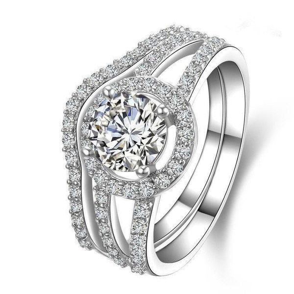 

2сг подлинная белое золото бриллиант стиль два кольца сочетают в себе аутентичный simulate алмазное обручальное кольцо для женщин доступное, Golden;silver