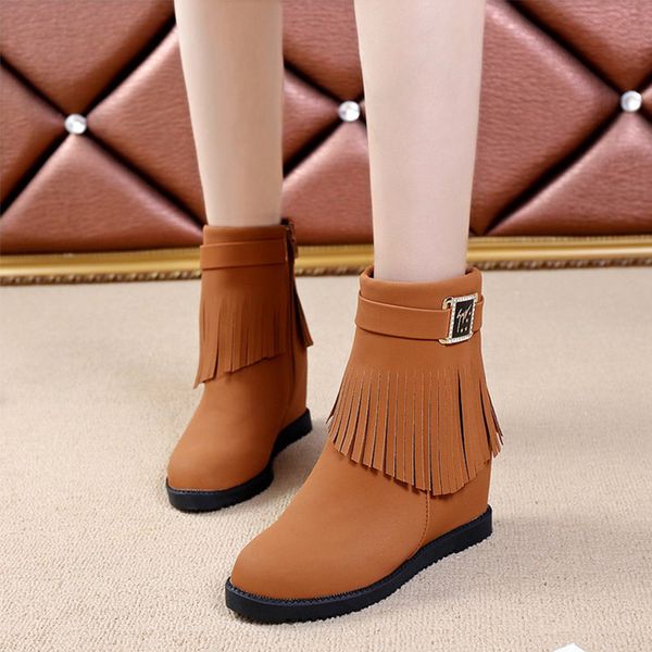 autumn women ankle boots fringe suede wedges height increasing crystal buckle female zipper high heels shoes ladies footwear, Black
autumn women ankle boots fringe suede wedges height increasing crystal buckle female zipper high heels shoes ladies footwear, Black