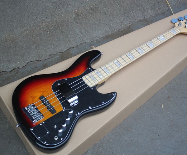 custom 4 strings tobacco sunburst electric bass guitar with black pickguard maple fingerboard active circuit 0713
custom 4 strings tobacco sunburst electric bass guitar with black pickguard maple fingerboard active circuit 0713