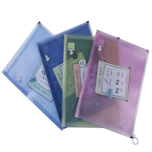 Lovely Cactus Zipper Document Bag Plastic File Folder Office School Binding Supply Paper Clips Stationery Storage Bag