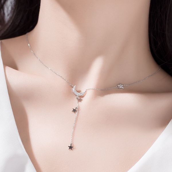 star moon pendant necklace 925 sterling silver tassel choker necklace shiny zircon for women fashion jewelry 925 silver, Golden;silver
star moon pendant necklace 925 sterling silver tassel choker necklace shiny zircon for women fashion jewelry 925 silver, Golden;silver