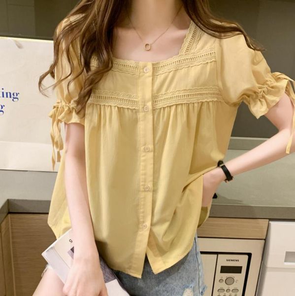 women shirts square collar short sleeve lace embroidery hollow out ruffles slim 2020 summer new female french short blouse, White
women shirts square collar short sleeve lace embroidery hollow out ruffles slim 2020 summer new female french short blouse, White