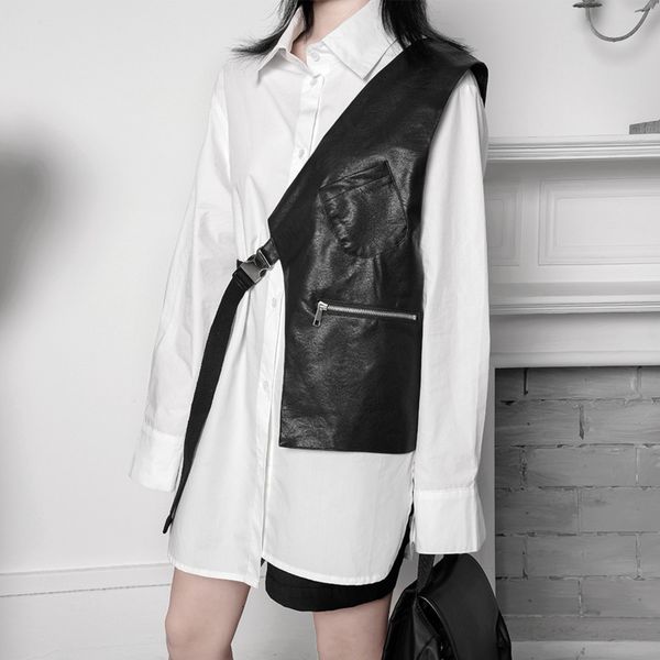 women's vests women vest irregular bandage short drop coats asymmetry pu leather vintage all match black sleeveless b336, Black;white
women's vests women vest irregular bandage short drop coats asymmetry pu leather vintage all match black sleeveless b336, Black;white
