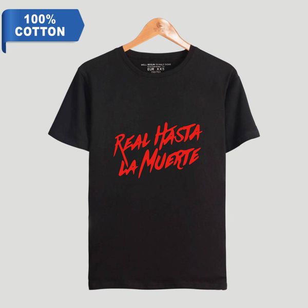 

bts 100% cotton t-shirts real hasta la muerte 2d print women and men clothes 2019 summer short sleeve k-pops t-shirts, White;black