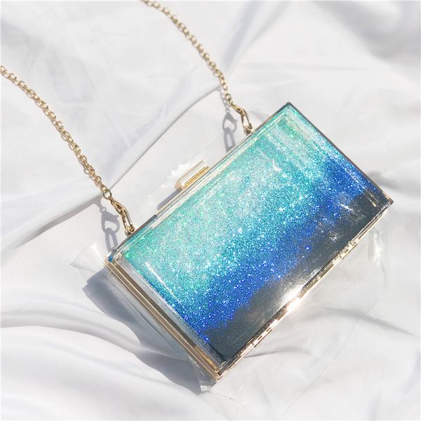 women acrylic clutches transparent blue quicksand crossbody purse evening bags chain strap for wedding prom banquet frame
women acrylic clutches transparent blue quicksand crossbody purse evening bags chain strap for wedding prom banquet frame