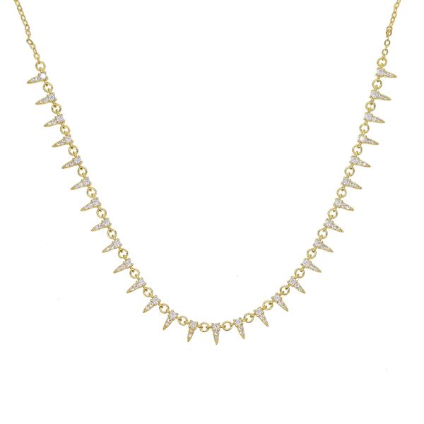 2019 new christmas gift factory wholesale micro pave full cubic zirconia spike punk bling white cz 35+10cm chain choker necklace, Silver
2019 new christmas gift factory wholesale micro pave full cubic zirconia spike punk bling white cz 35+10cm chain choker necklace, Silver