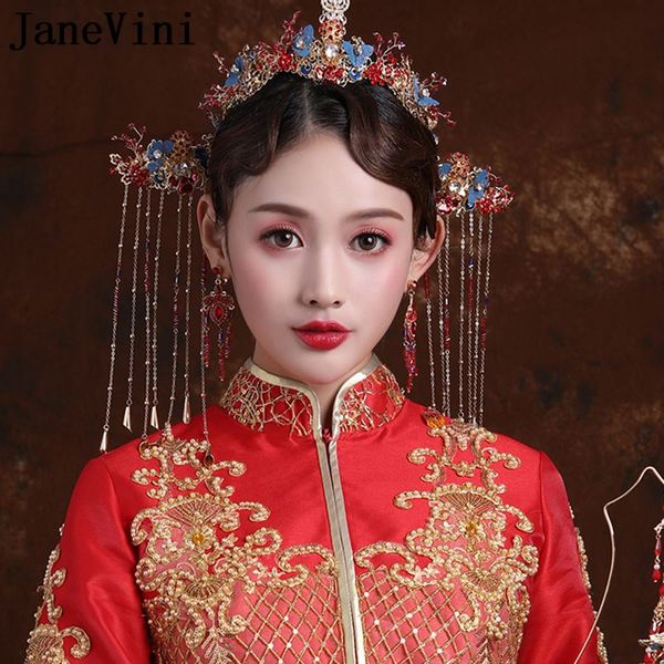 janevini traditional chinese red wedding headpiece costume blue butterfly hairpin beaded bridal hair jewelry wedding accessories, Golden;white
janevini traditional chinese red wedding headpiece costume blue butterfly hairpin beaded bridal hair jewelry wedding accessories, Golden;white