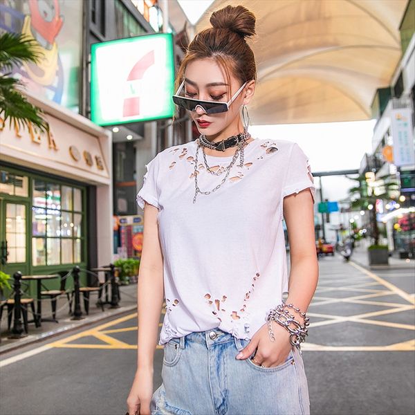 tuogu women's personalized hole-broken short-sleeved pullover shirt t-shirt 2020 solid color round collar pullover x01256, White
tuogu women's personalized hole-broken short-sleeved pullover shirt t-shirt 2020 solid color round collar pullover x01256, White