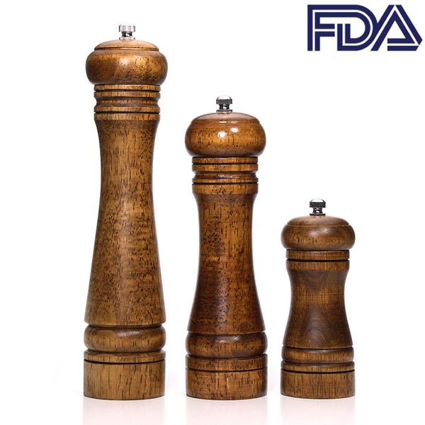 

wood salt and pepper mills solid wood pepper mill with strong adjustable ceramic rotor grinder 5" 8" 10" - kitchen tools by s