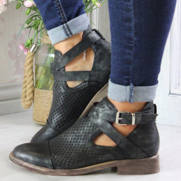 woman shoes rivet hollow out buckle ankle roman short chunky heel boots flat bottom shoes ankle boots for women zapatos, Black
woman shoes rivet hollow out buckle ankle roman short chunky heel boots flat bottom shoes ankle boots for women zapatos, Black