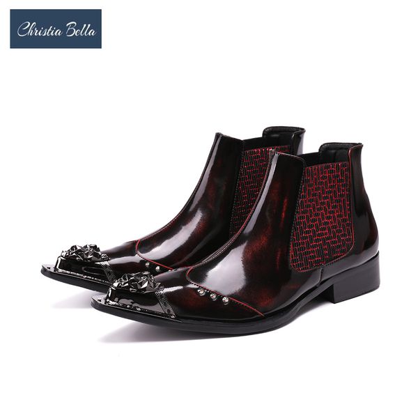 christia bella winter men rivets shoes genuine leather boots new fashion metal pointed toe boots plus size ankle, Black
christia bella winter men rivets shoes genuine leather boots new fashion metal pointed toe boots plus size ankle, Black
