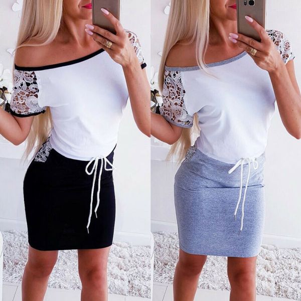 2019 summer women dresses lace splice short sleeve dress lace hollow out off-shoulder tight fitting club elegant dress, Black;gray
2019 summer women dresses lace splice short sleeve dress lace hollow out off-shoulder tight fitting club elegant dress, Black;gray