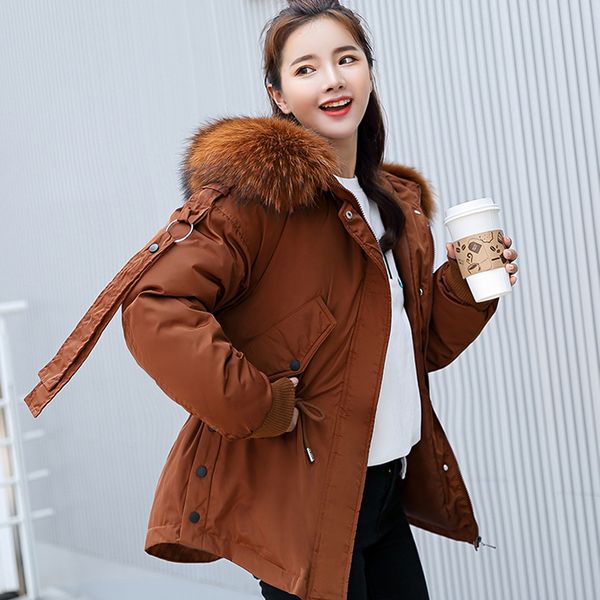 ly varey lin cotton parkas short winter jacket women hooded warm coat female loose parka large fur collar cotton padded jackets, Black
ly varey lin cotton parkas short winter jacket women hooded warm coat female loose parka large fur collar cotton padded jackets, Black